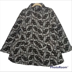 Bryn Walker Jacquard Floral Cottagecore Wool Blend Swing Jacket Size Large